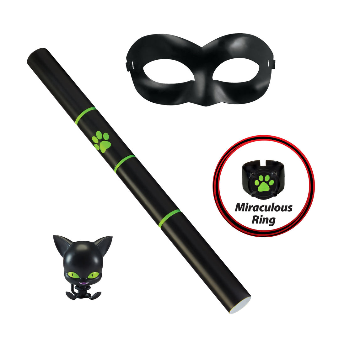 Miraculous Cat Noir gléasadh suas Socraigh Adrien Masc Fáinne Plagg Kwami bata Rólghlacadh Kit