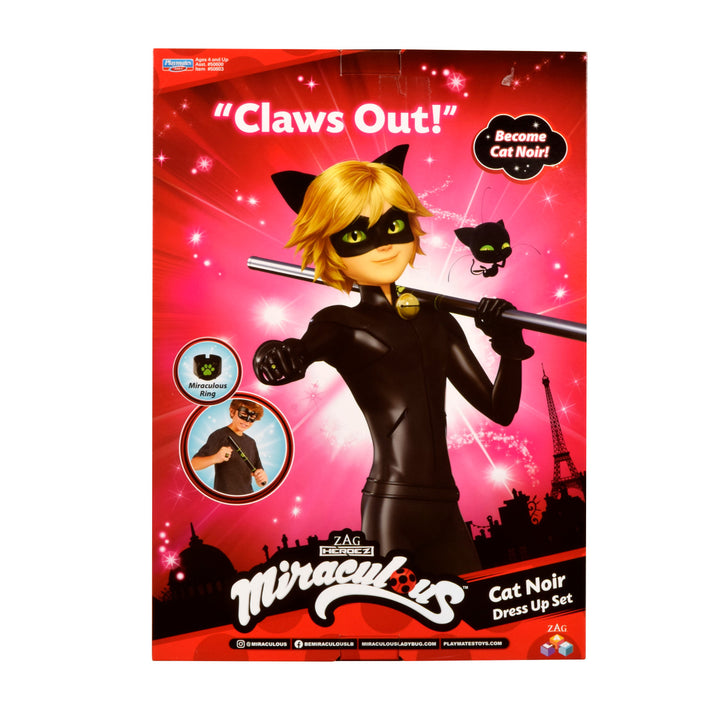 Miraculous Cat Noir Dress Up Set Adrien Mask Ring Plagg Kwami Stick Role Play Kit