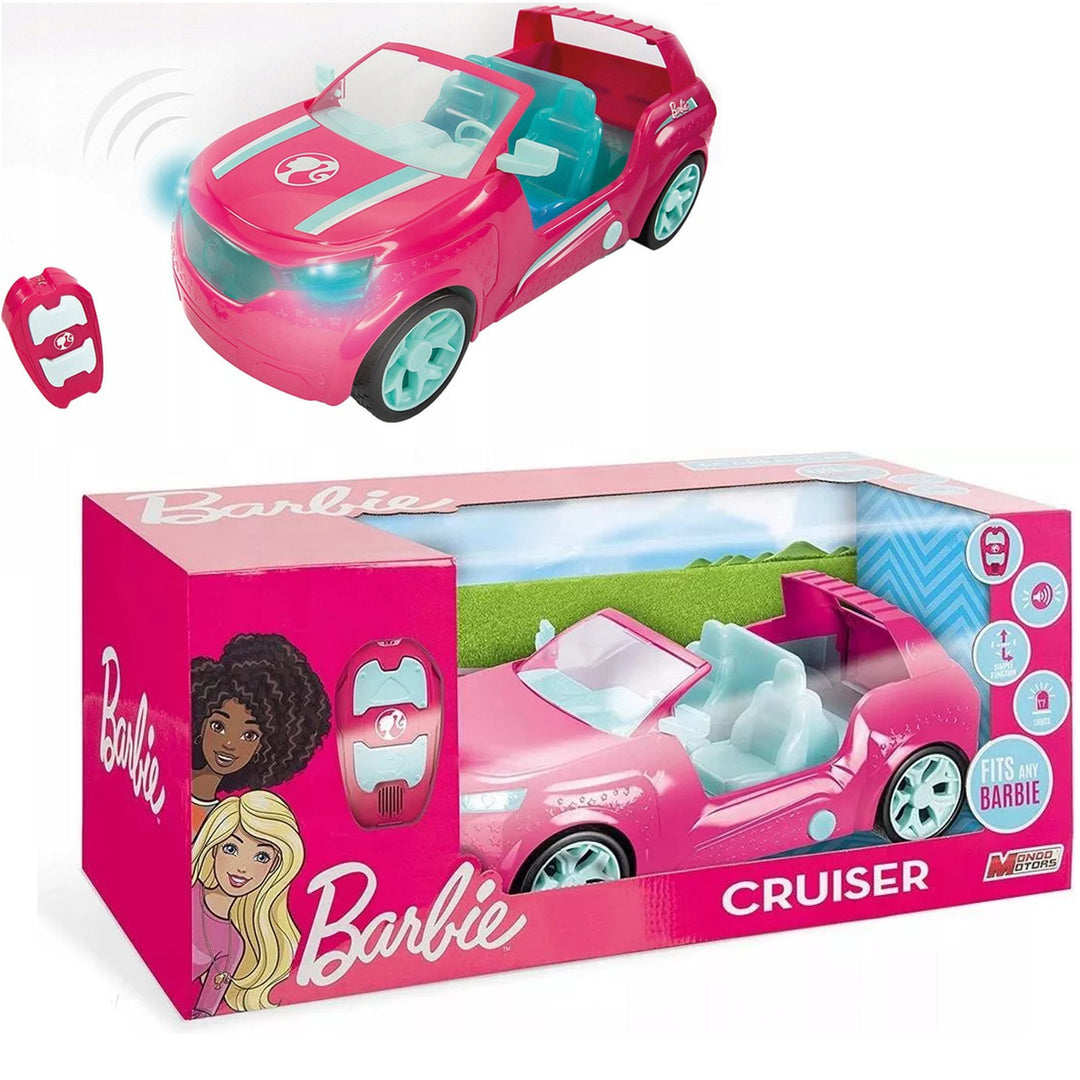 Barbie Pink Cruiser Cianrialaithe SUV 8 km/u Fuaimeanna Gluaisteán suas le 4 Bábóg