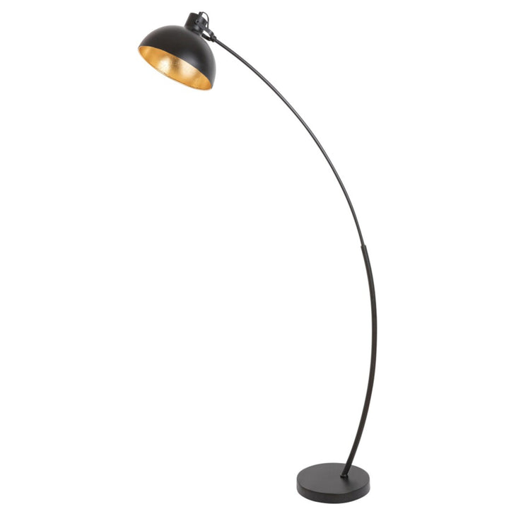 Otto Floor Lamp with Gold Foil E27 Max 60W 158 cm Industrial Style Black Matt with Gold