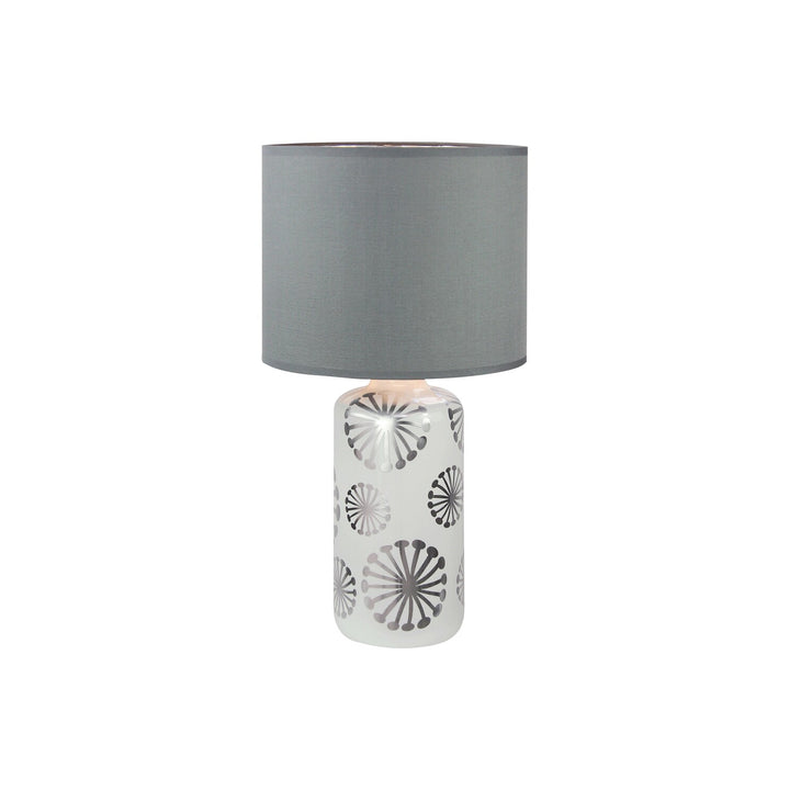 Deasc Cruth Buidéal Lampa Tábla Ceirmeach Silver &amp; Grey E27 60W Nua-Aimseartha IP20