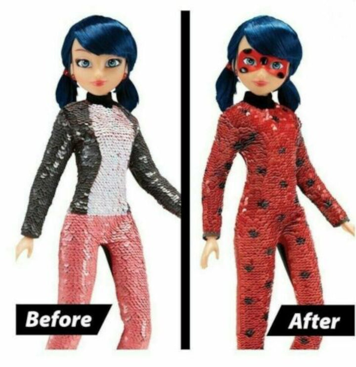 Miraculous Fashion Flip Marinette to Ladybug Doll 15 Movable Points Mask Shoes