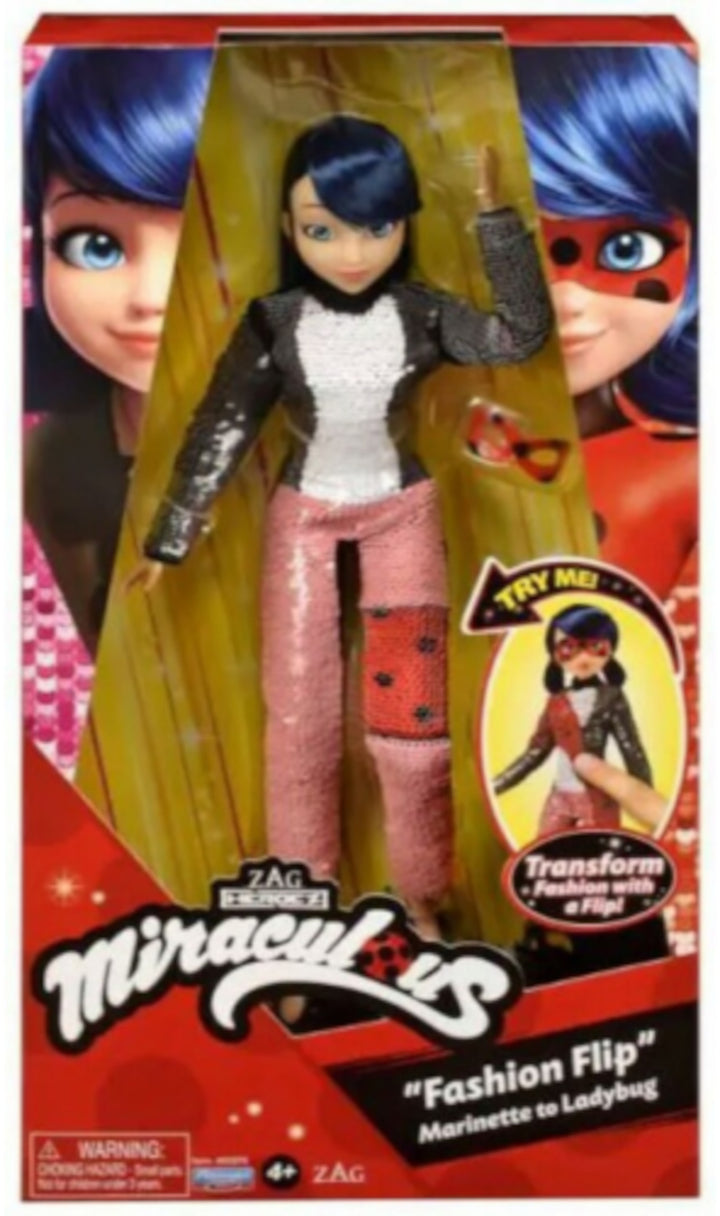 Miraculous Fashion Flip Marinette to Ladybug Doll 15 Movable Points Mask Shoes