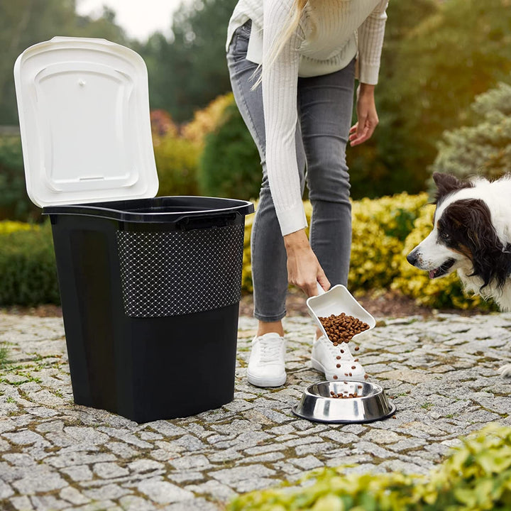 Food Container with Wheels & Lid Pet Dog Cat 38L Storage BPA Free Black