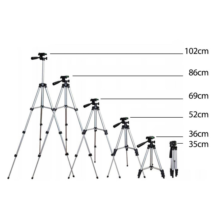 Seastán Tripod Fón Ceamara Maclean MC-164 Uilíoch 1/4 le Sealbhóir Fón agus Cás Iompraíochta le haghaidh Ceamaraí Camcorders Fóin Chliste Soilse Fáinne Airde Infhillte Infhillte 35-102cm