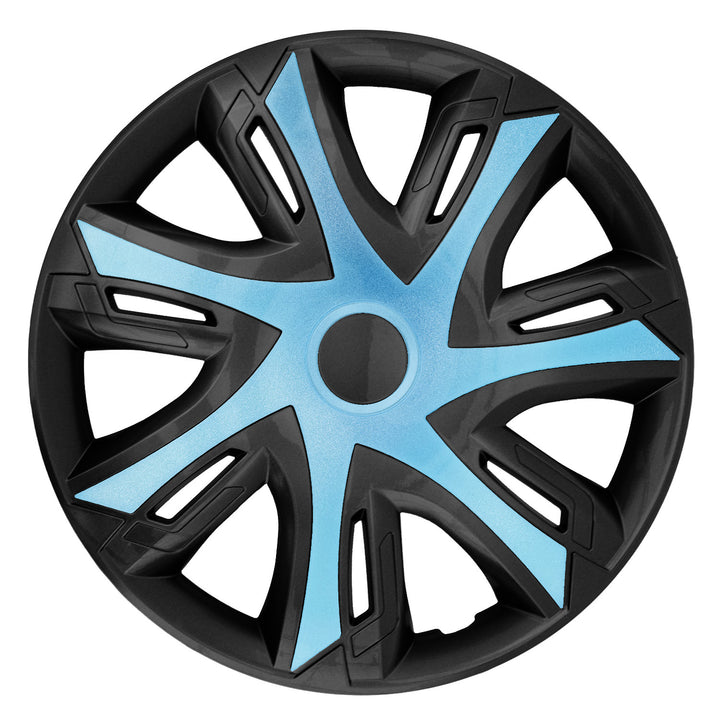 N-Power Wheel Covers for Steel Rms Two-tone Hubcaps Set of 4 Car KFZ Vehicle ABS plastic Azur Black, 16"