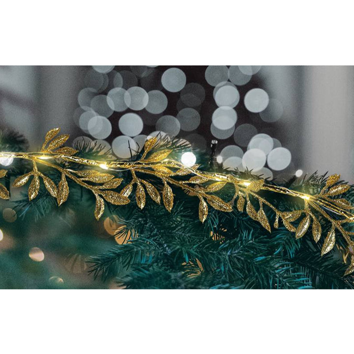 Soilse Fairy Soilse Teaghrán LED Garland Fágann Glitter Óir 1.8m Ceallraí Bán Te