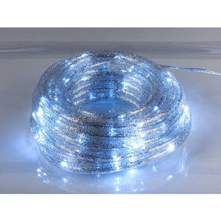 Fairy Lights Decorative String 100 LED Silver Glitter Wire Cold White IP44 10m