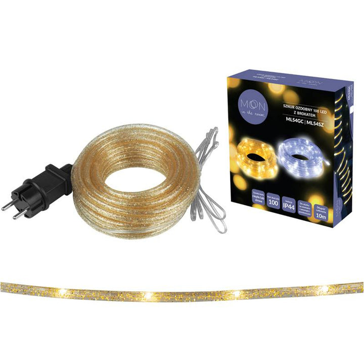 Soilse Fairy Teaghrán Maisiúil 100LED 10m Gold Glitter Light White Light IP44