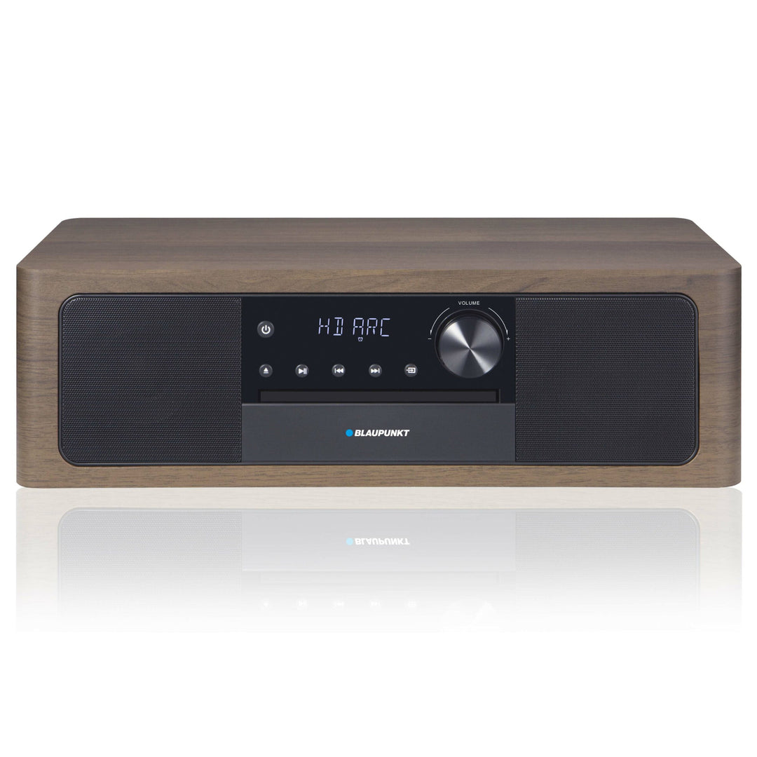 Wooden Bluetooth Microsystem Speaker HDMI FM Radio CD AUX ARC 50W RMS Remote Control Wooden Cabinet