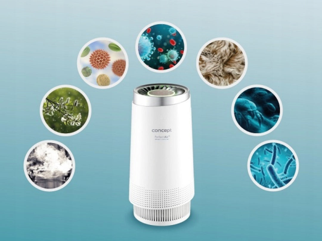 Concept CA1010 Smart Air Purifier Perfect Air 3-Leve Air Filtration HEPA Carbon Filter Ionization Captures 99.9% Bacteria