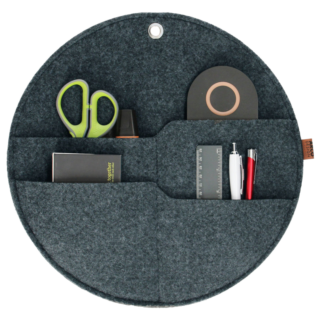 Round Wall Organizer Pocket Storage Felt Container Holder L - 35 cm