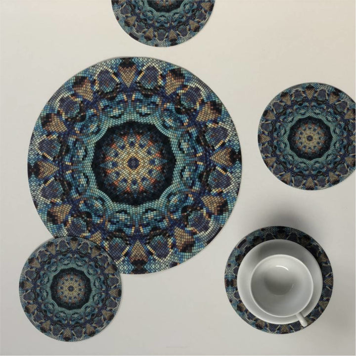 Round Felt Table Placemat Coaster 5-Piece Set Washable