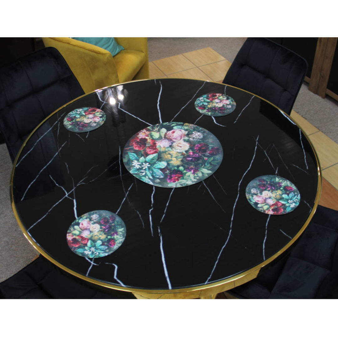 Round Felt Table Placemat Coaster 5-Piece Set Washable