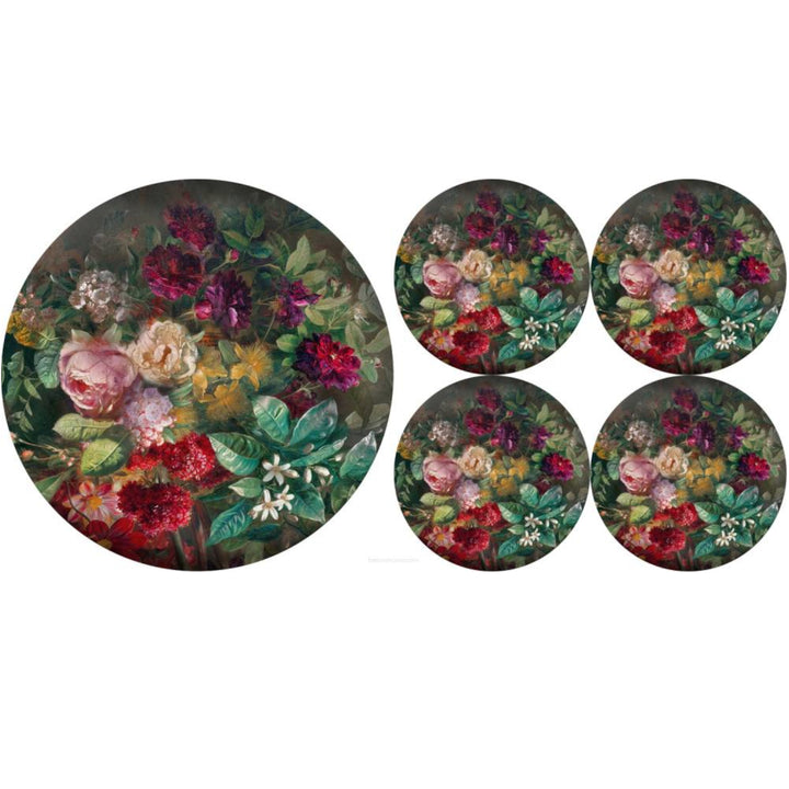 Round Felt Table Placemat Coaster 5-Piece Set Washable