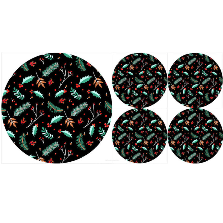 Set of circular felt table placemats 1 + 4 - OSTROKRZEW