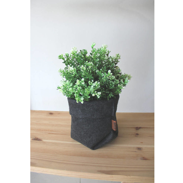 Flower Pot Cover Felt Size M 15cm Graphite Lightweight