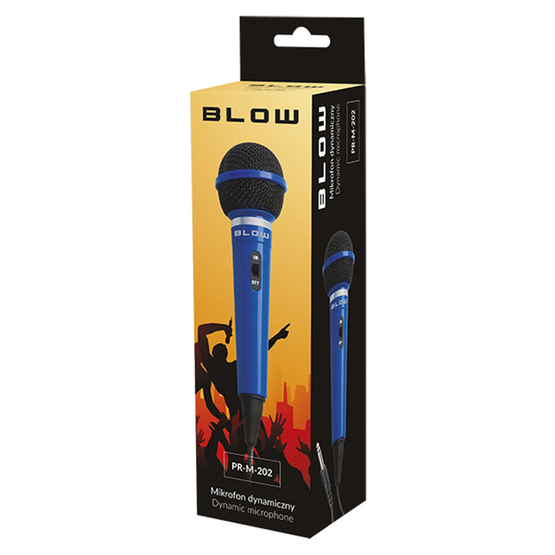 Blow PR-M-202 Dynamic Microphone + Adapter Mini Jack Karaoke Party ON / OFF Switch 75dB 600ohm