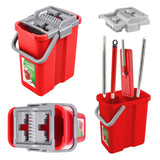 Flat Mop and 2-in-1 Bucket 8L Mop Set, Floor Mop, Mop, Cleaning System, Cleaner (Flat Mop and Bucket Set + 3 Replacement Heads)