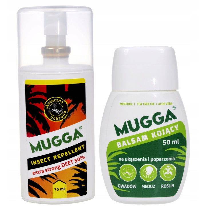 Mugga Strong 50% Deet le haghaidh sceartáin mosquitoes + Mugga Balm