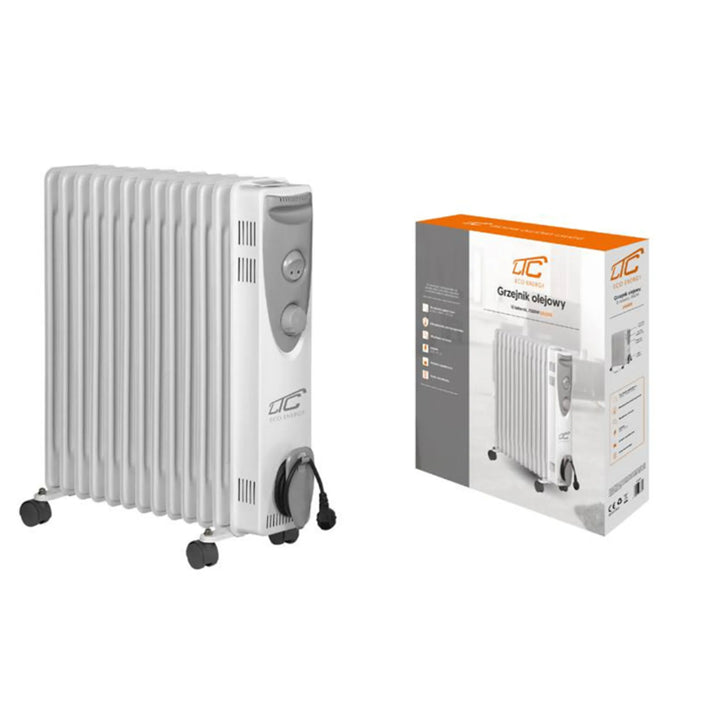 Electric Oil Heater Radiator 13 Fins 3 Heating Levels 2500W Overheating Protection Thermostat