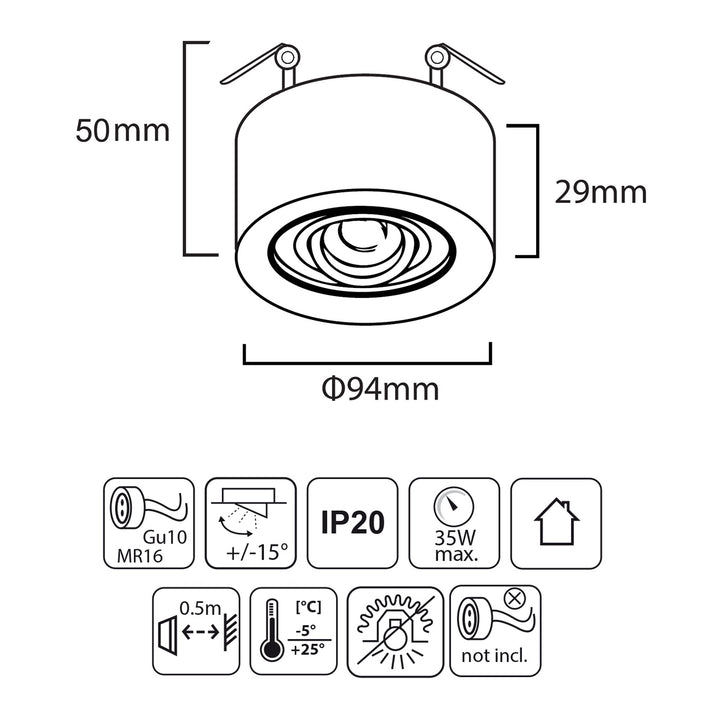 MCE462 B 7W flush mounted light fixture black + GU10