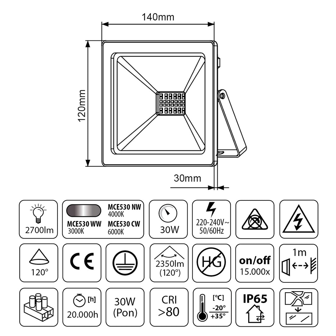 Floor work stand with Maclean 30W LED floodlight