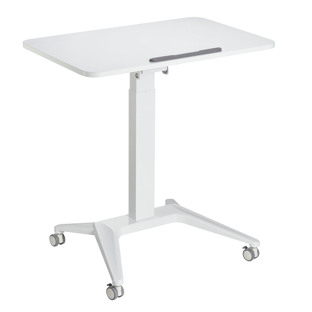 Maclean MC-453 W Mobile Laptop Desk with Pneumatic Height Adjustment, Laptop Table with Wheels, 80 x 52 cm, Max. 8 kg, Height Adjustable Max. 109 cm (White)