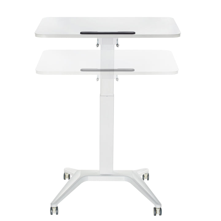 Maclean MC-453 W Mobile Laptop Desk with Pneumatic Height Adjustment, Laptop Table with Wheels, 80 x 52 cm, Max. 8 kg, Height Adjustable Max. 109 cm (White)