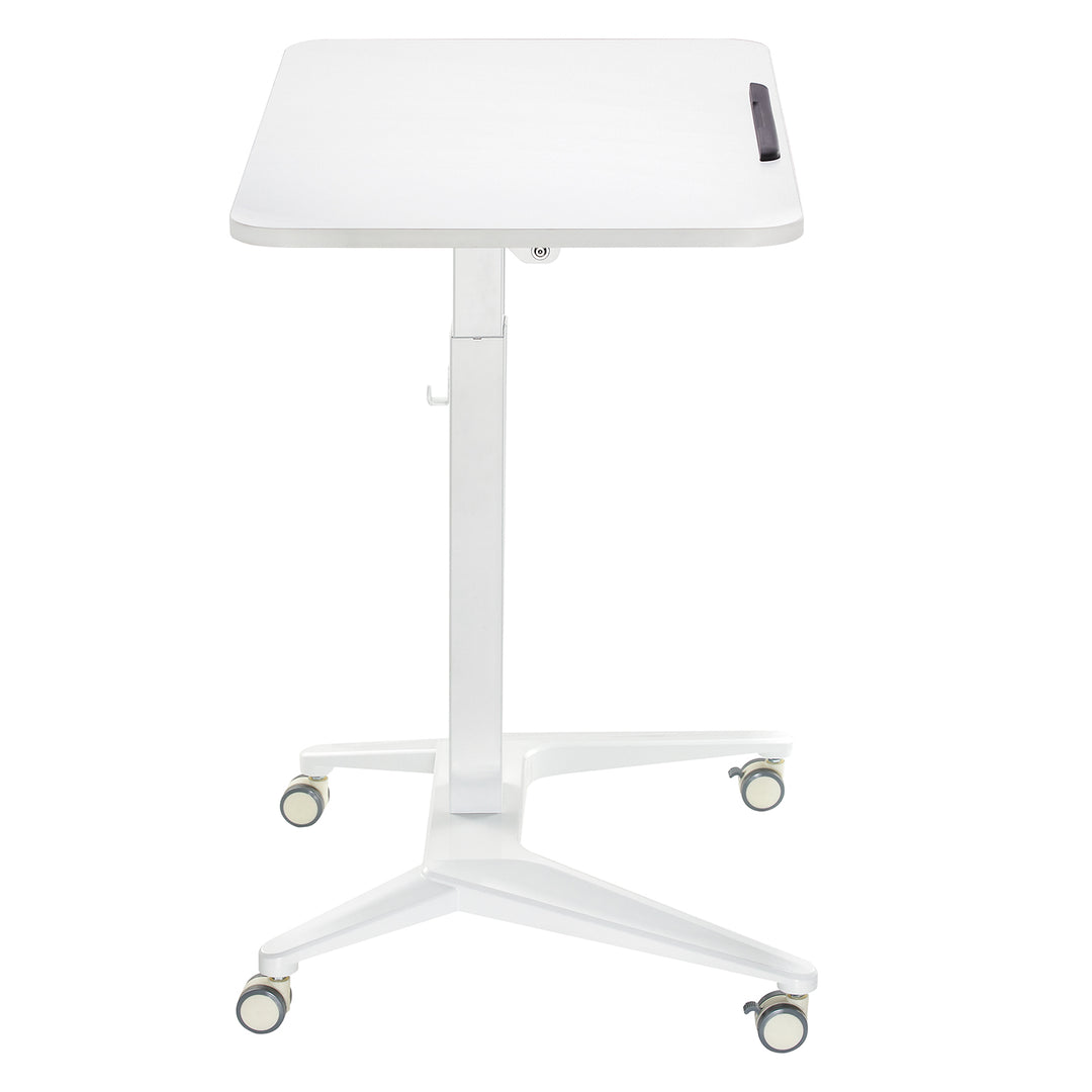 Maclean MC-453 W Mobile Laptop Desk with Pneumatic Height Adjustment, Laptop Table with Wheels, 80 x 52 cm, Max. 8 kg, Height Adjustable Max. 109 cm (White)