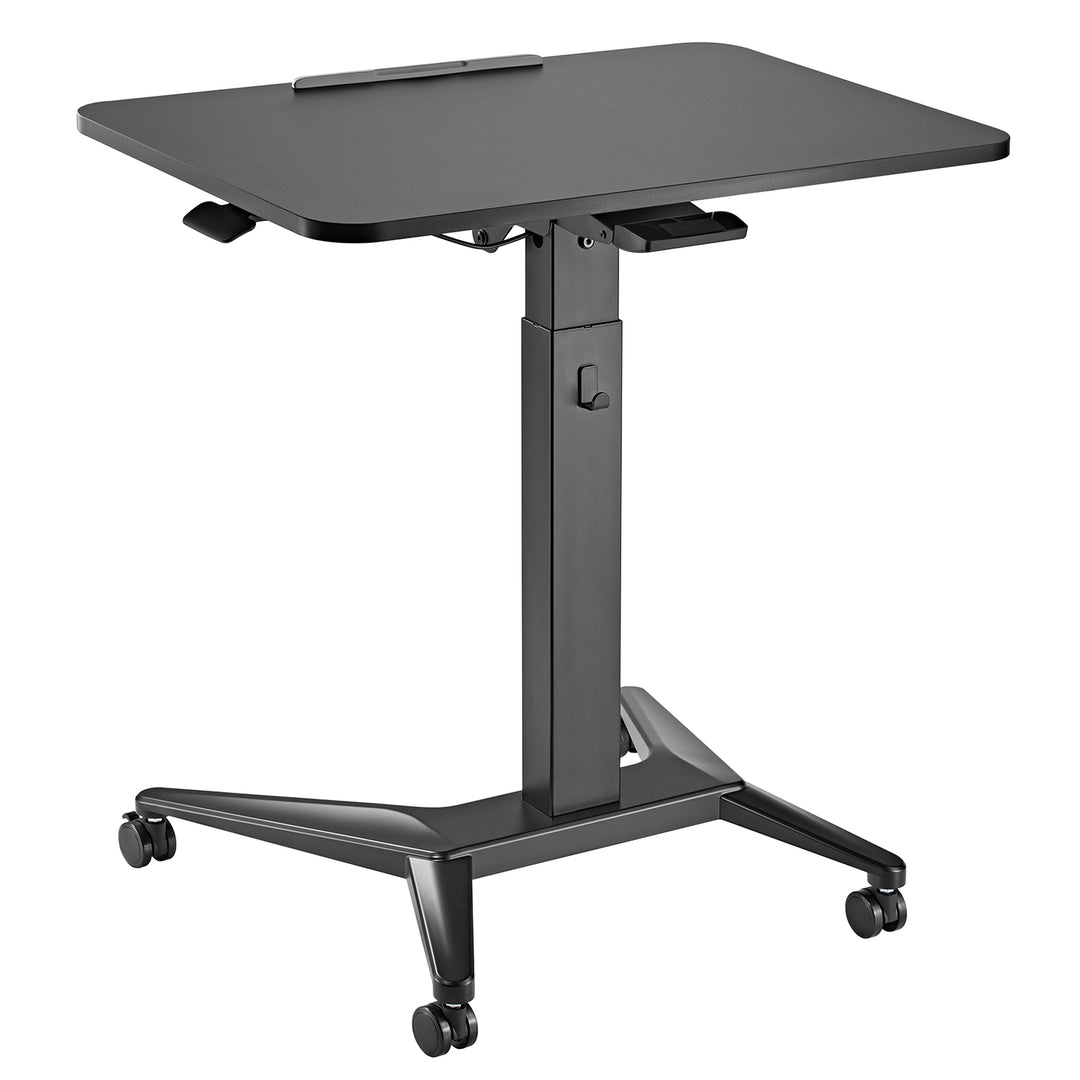 Maclean MC-453 B Mobile Laptop Desk with Pneumatic Height Adjustment, Laptop Table with Wheels, 80 x 52 cm, Max. 8 kg, Height Adjustable Max. 109 cm (Black)