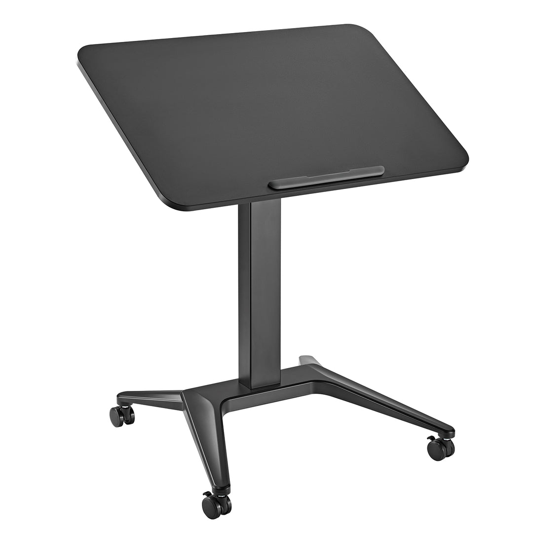 Maclean MC-453 B Mobile Laptop Desk with Pneumatic Height Adjustment, Laptop Table with Wheels, 80 x 52 cm, Max. 8 kg, Height Adjustable Max. 109 cm (Black)