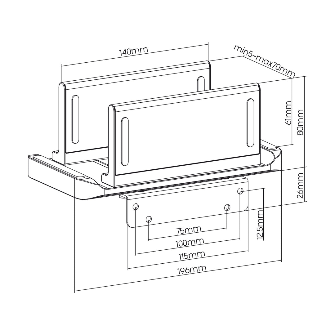 Maclean MC-454 Holder for Thin Client Terminal Mini PC CPU Stand Mount VESA Compatible Black Freestanding Sturdy