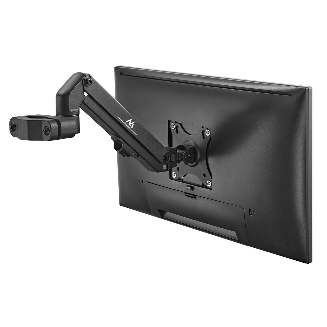 Maclean MC-459 Monitor Holder 17"-27" Pole Mount Arm 28-60mm Full Motion Flat & Curved Screens 7kg VESA 75x75 100x100 Swivel Tilt Rotate Universal Monitor Mount