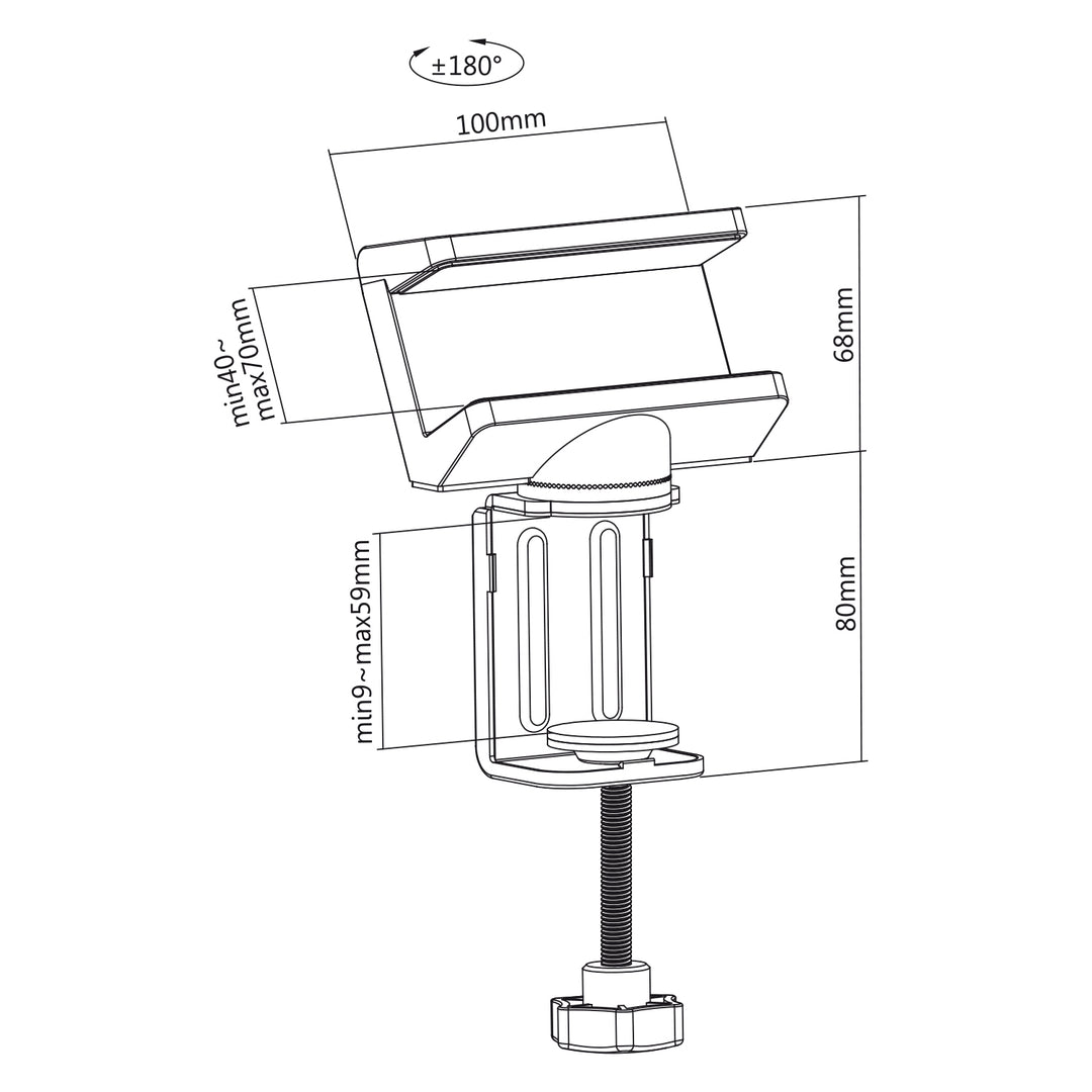 Maclean MC-470 Table Mount for Power Strip from 40 to 70 mm Cable Management for Desk/Table Top Multiple Connector Strip Attachment Organiser (White)