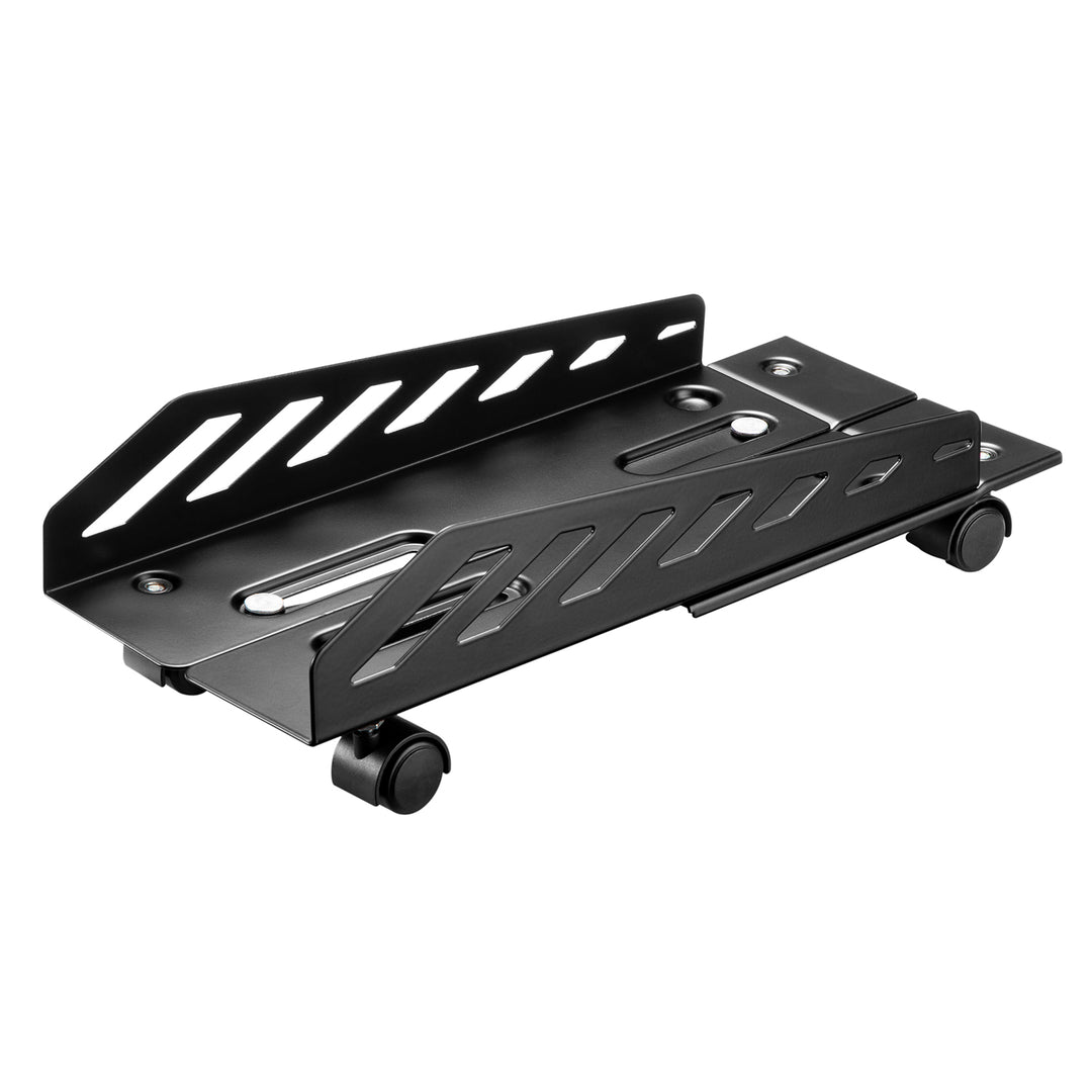 NanoRS480 Mobile CPU Stand Trolley Cart with Wheels Under Desk Adjustable 160-300mm, Matte Black