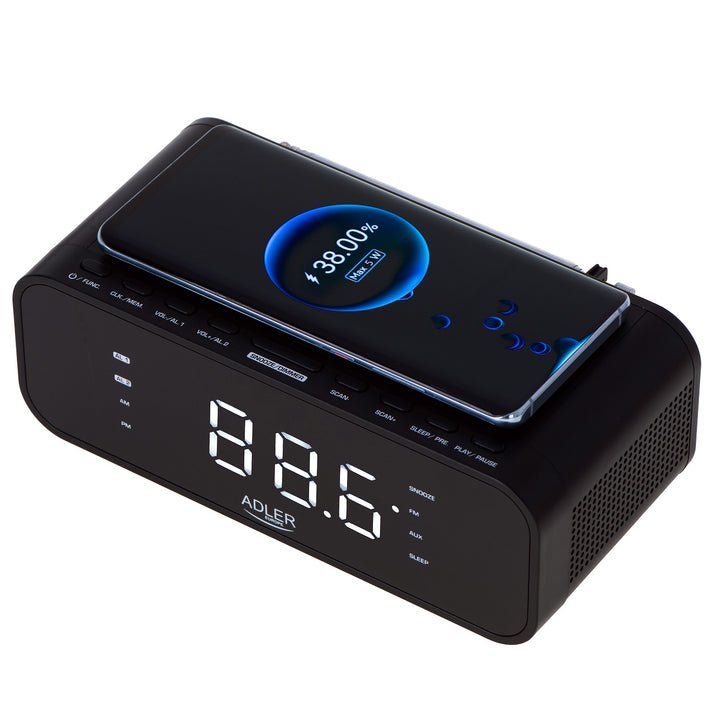 FM radio alarm clock with wireless charger and Bluetooth - Adler AD 1192B