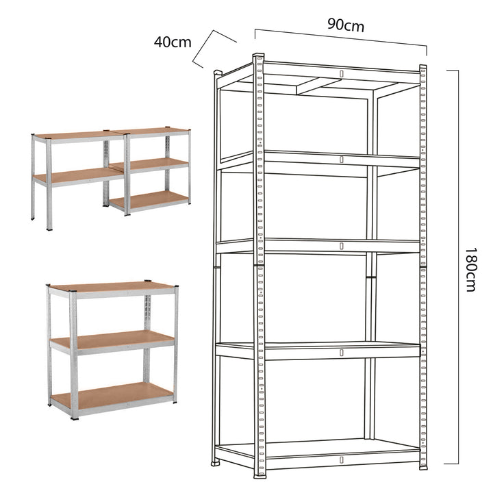 Seilfeanna Comh-Aireachta Raca Stórála Miotail GreenBlue GB378 175kg x5 180x90x40cm MDF Fillte Galvanized