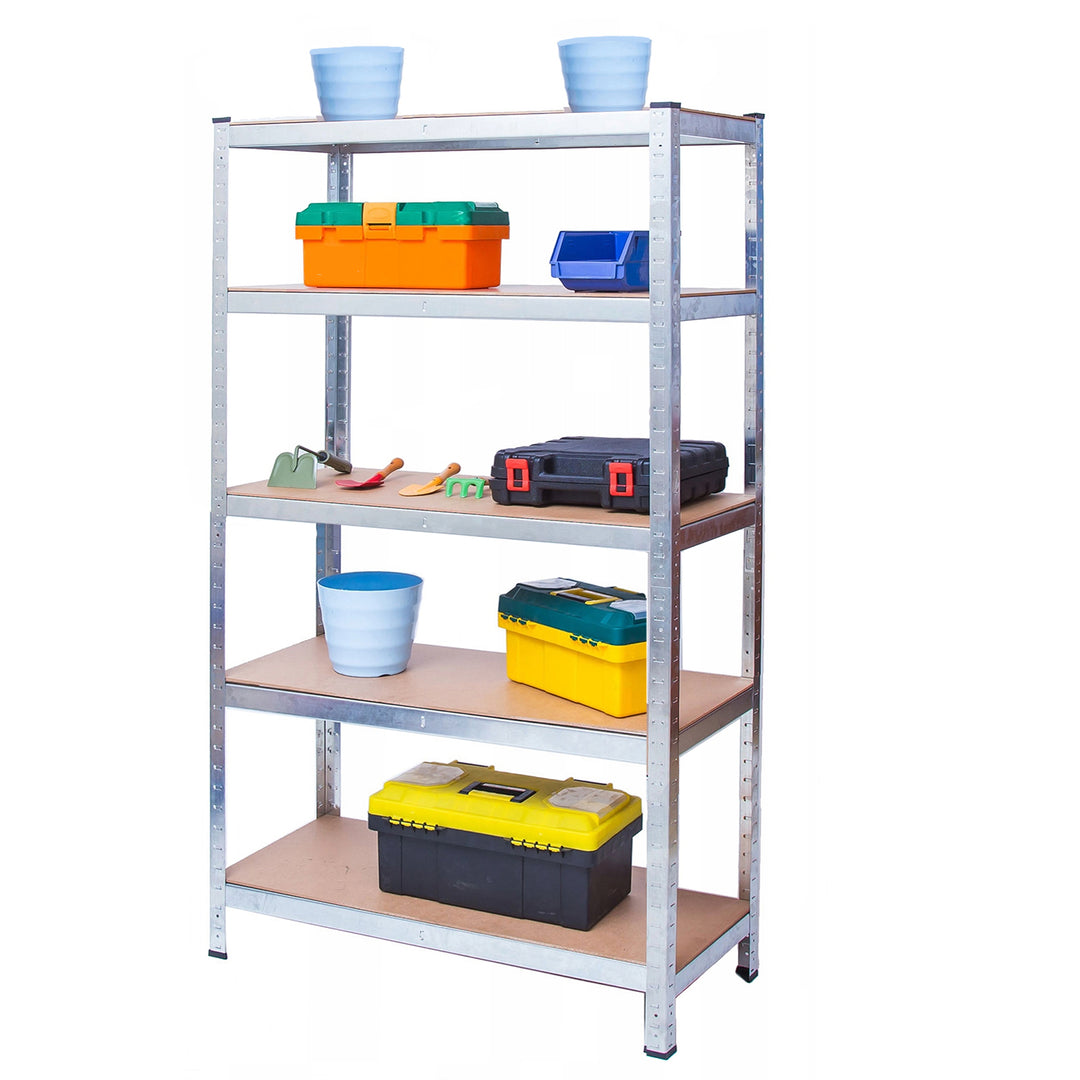 GreenBlue GB378 Metal Storage Rack Cabinet Shelves 175kg x5 180x90x40cm Galvanized Folding MDF