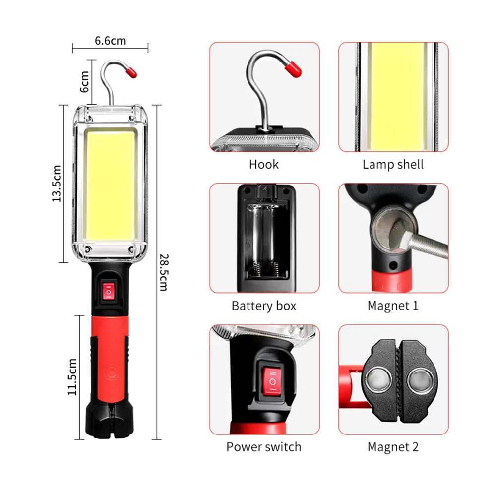 Lampa ceardlainne COB maighnéadach Maclean, 2x1200mAh, 700lm, USB Cineál-C / Micrea USB, MCE307
