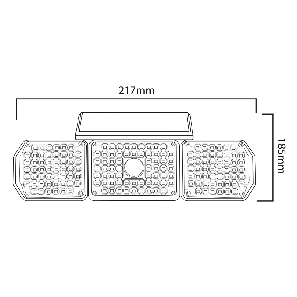 Lampa Gréine faoi stiúir Maclean IP65 le Braiteoir Motion agus Dusk-go-Dawn IP65 4W 320lm 4000K Li-ian 1200 mAh 3 Modhanna Oibriúcháin Floodlight Slándáil Ceanncheathrú Iontrála Gairdín