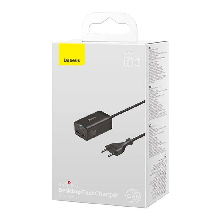 Baseus GaN3 Pro 2x USB-C PD agus 2x USB CCGP040101 65W charger fón / fón cliste.