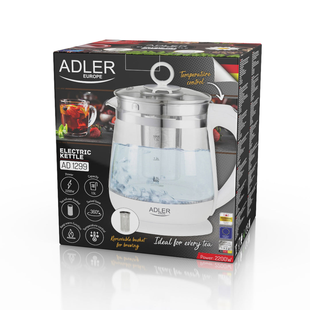 Glass kettle 1.5 L with brewer and temperature control Adler AD 1299