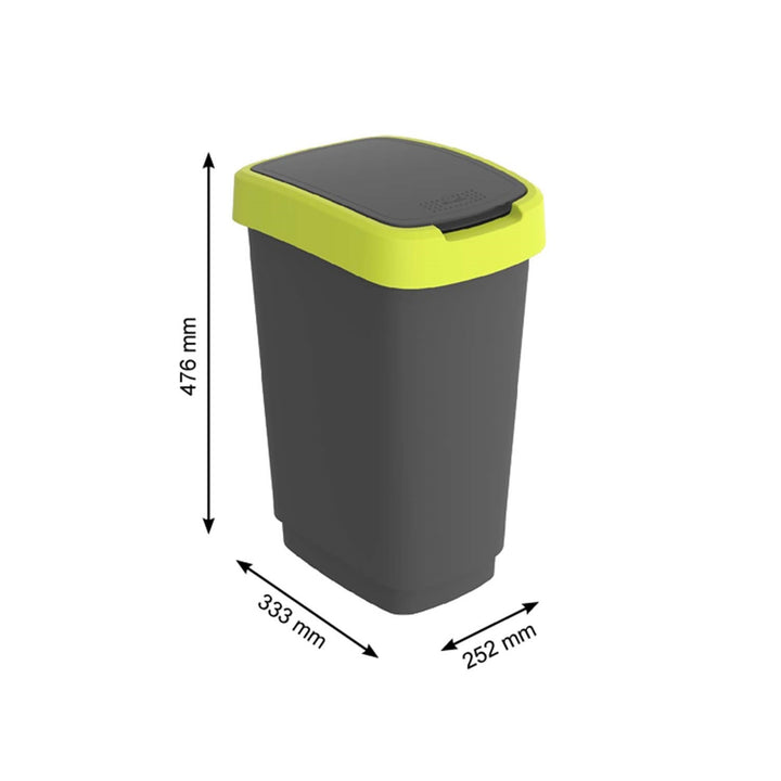 Rotho Twist 25L black and lime green swing garbage can