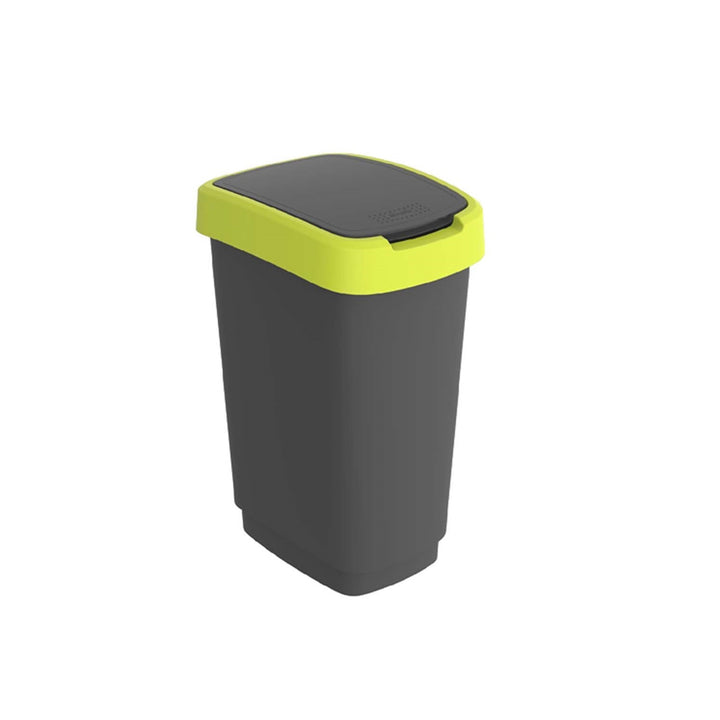 Rotho Twist 25L black and lime green swing garbage can