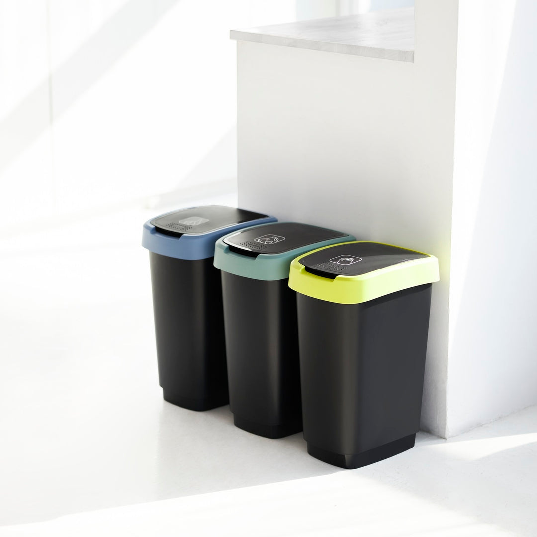 Recycling Waste Bin 50L Trash Can Sorting Lid BPA Free Durable Kitchen