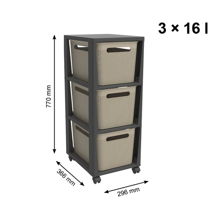 Storage Unit Tower Wheels Foldable Drawer Basket Shelf A4 16L