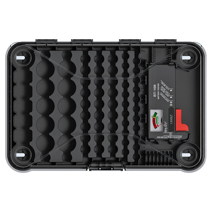 Kistenberg Battery Box KBBT Battery Organizer Storage Box with Removable Tester 85 Slots Durable Professional