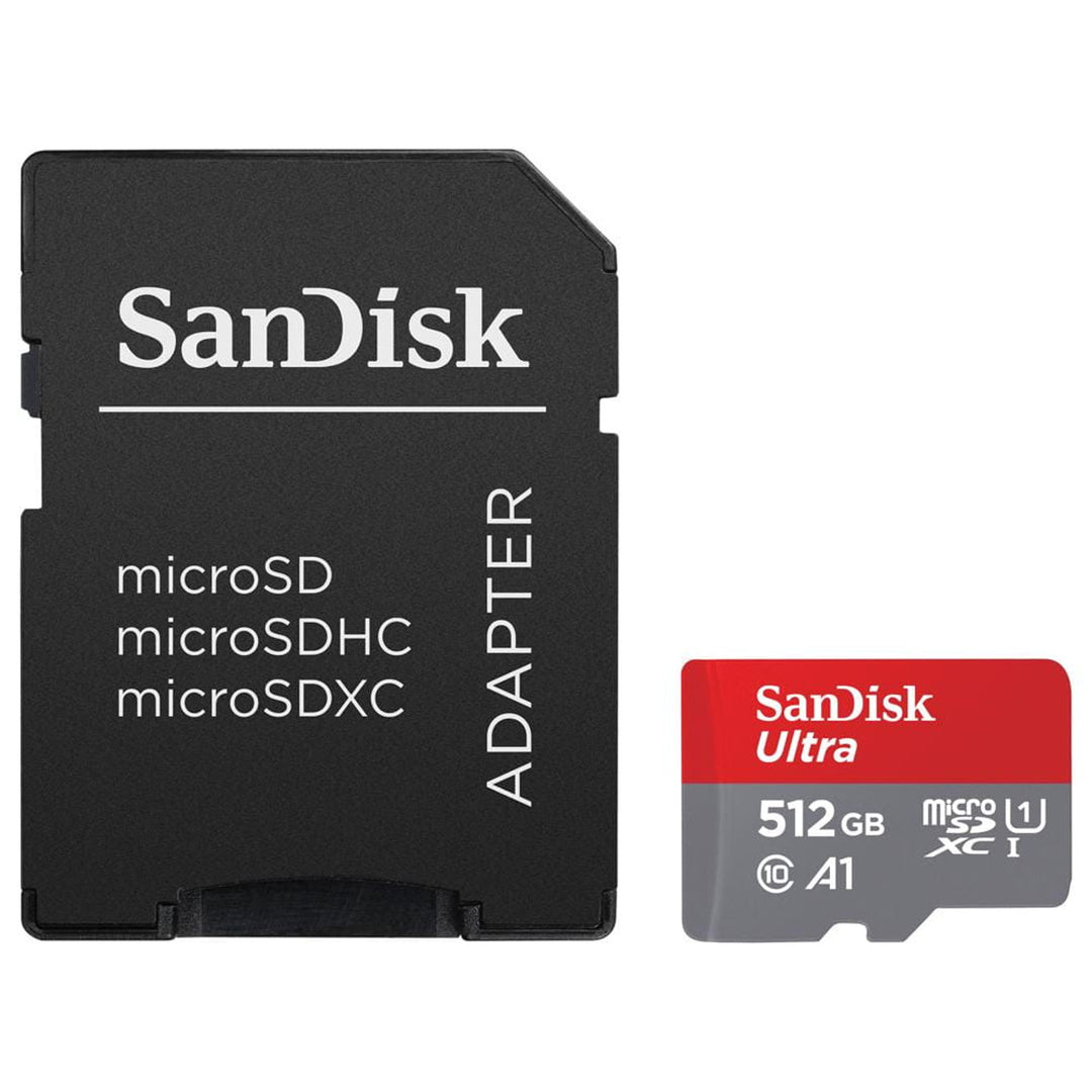 512GB Ultra microSDXC+ Cárta SD Cuibheoir 120MB/s A1 Aicme 10 UHS-I