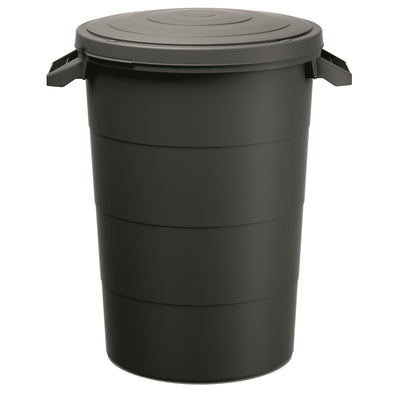 Keden SMOOTH Litter Waste Bin Bucket 80L Outdoor with Lid Handles Black Recycling Compost Garbage Can